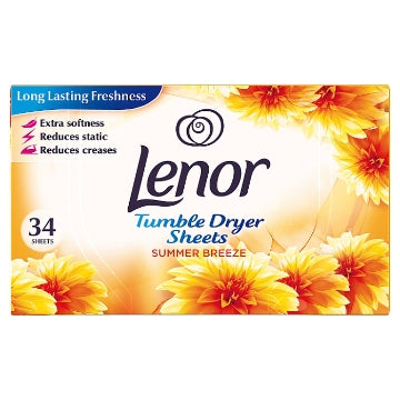 (12 x 34's) LENOR TUMBLE DRYER SHEETS - SUMMER BREEZE