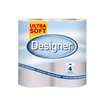 (10 x 4pk) DESIGNER ULTRA SOFT TOILET ROLL - WHITE 2ply