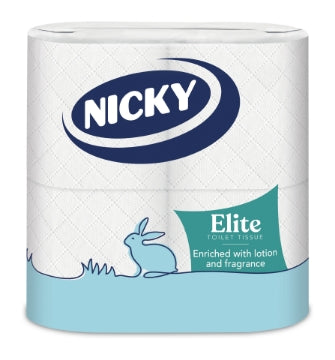 (10 x 4pk) NICKY ELITE TOILET ROLL 3ply WHITE 168Sht