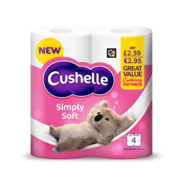 (6 x 4pk) CUSHELLE SIMPLY SOFT - TOILET ROLL(170sht)