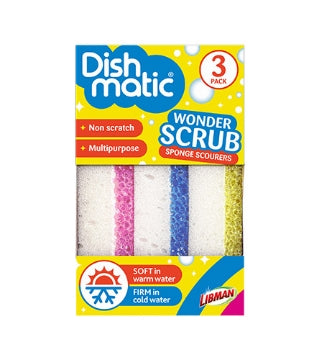 (12 x 3pk) DISHMATIC WONDER SCRUBS SCOURER