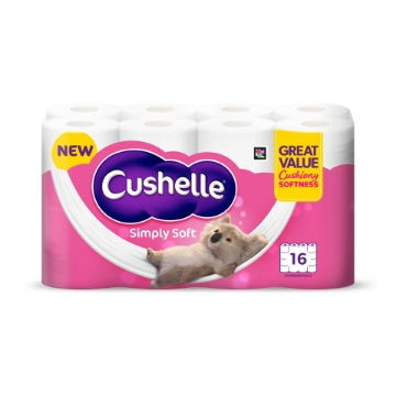 (1 x 16pk) CUSHELLE SIMPLY SOFT TOILET ROLL(16r 170sht)