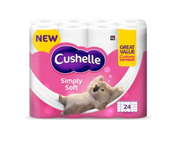 (1 x 24pk) CUSHELLE SIMPLY SOFT - TOILET ROLL(24r 170sht)