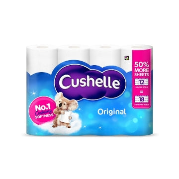 (1 x 12pk) CUSHELLE ORIGINAL TOILET ROLL (12r=18r)270sht