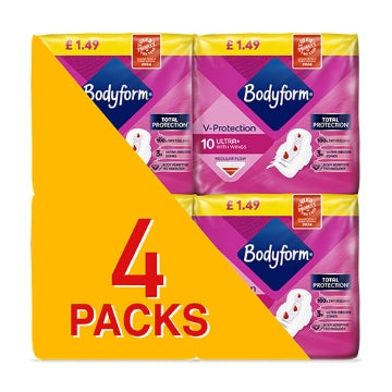 (12 x 4pk x 3) BODYFORM ULTRA NORMAL 10 PADS (C&C PACK)