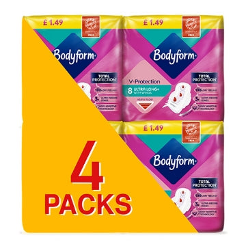 (16 x 4pk x 4) BODYFORM ULTRA LONG WING 8 PADS (C&C PACK)