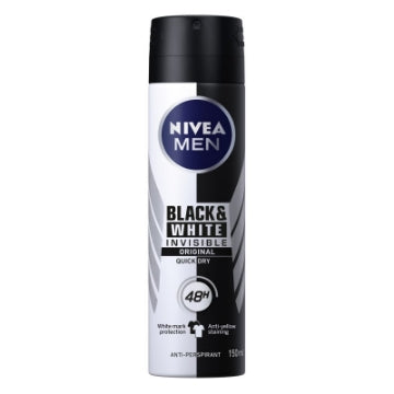 (6 x 150ml) NIVEA MEN - DEODORANT BLACK & WHITE POWER
