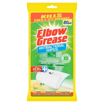 (12 x 80's) ELBOW GREASE ANTI-BAC BIODEGRADEABLE SURFACE WIPES
