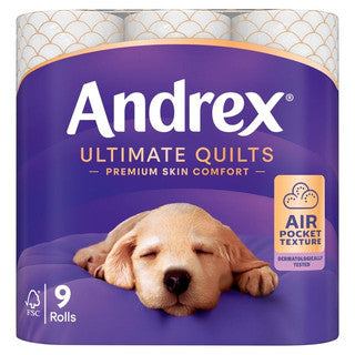 (9pk x 4) ANDREX TOILET ROLL ULTIMATE QUILTS 3Ply 155Sh FSC®