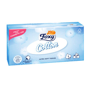 (90fill x 12) FOXY COTTON FACIAL TISSUES REG 3ply (eu/plt) FSC®