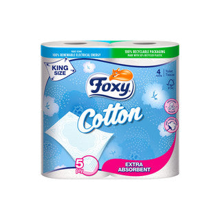 (4pk x 10) FOXY COTTON TOILET ROLL 5ply (eu/plt) 120Sht FSC®