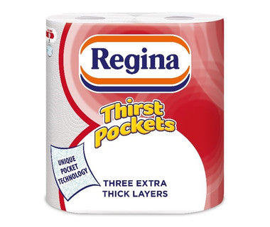 (TWIN x 10) REGINA THIRST POCKETS 3ply KITCHEN ROLL 50sht FSC®