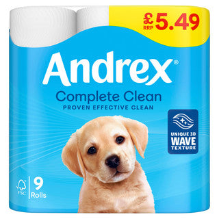 (9pk x 4) ANDREX TOILET ROLL COMPLETE CLEAN £5.49 190Sh FSC®