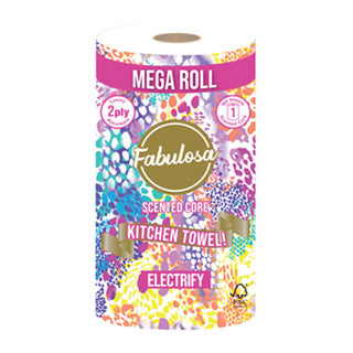 (SINGLE x 12) FABULOSA MEGA KITCHEN TOWEL 2ply ELECTRIFY 160sht