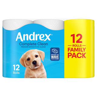 (12pk x 1) ANDREX TOILET ROLL COMPLETE CLEAN 2Ply 190Sht FSC®