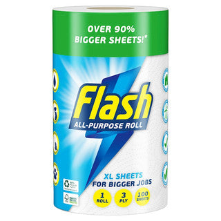(SINGLE x 12) FLASH ALL PURPOSE XL TOWEL 3ply 100sht^