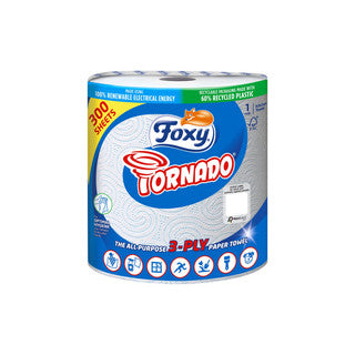 (1 x 300Sht x 6) FOXY TORNADO - KITCHEN TOWEL 3ply (300sht) uk FSC®