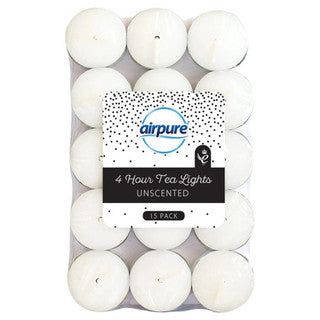 (15's x 24) AIRPURE - 4 HOUR TEALIGHTS UNSCENTED