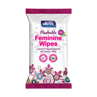 (20's x 12) ULTREX FLUSHABLE FEMININE WIPES (wsl)