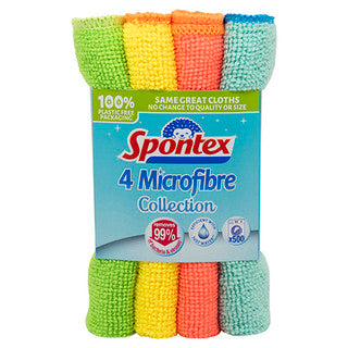 (4pk x 8) SPONTEX - MICROFIBRE CLOTHS 4PK CO:CN