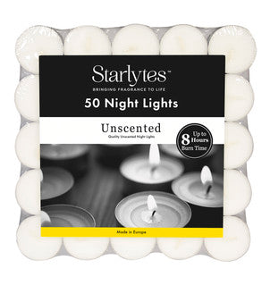(50's x 12) STARLYTES - UNSCENTED NIGHTLIGHTS 8HR BURN TIME