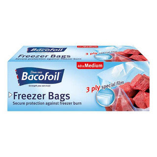 (40's x 9) BACOFOIL FREEZER BAGS MED 3L (250x320mm) CO:PO