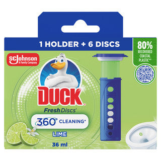 (6's x 5) DUCK TOILET DISC HOLDER START PK - LIME ZEST CO:NL