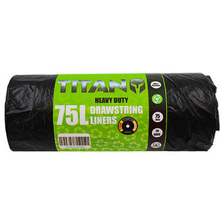 (20's x 10) TITAN HEAVY DUTY DRAWSTRING LINER Blk 75L CO:TR(P)