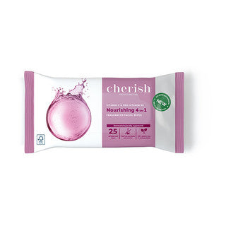 (25's x 12) CHERISH 4in1 PLASTIC FREE FACIAL WIPES FSC®(CHF4B)