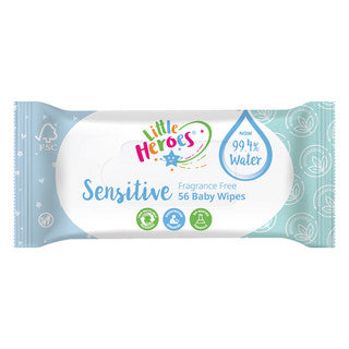 (56's x 12) LITTLE HEROES SENSITIVE PLASTIC FREE BABYWIPE FSC®