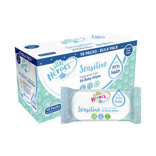 (56's x 18) LITTLE HEROES PLASTIC FREE SENSTIVE BABY WIPE FSC®