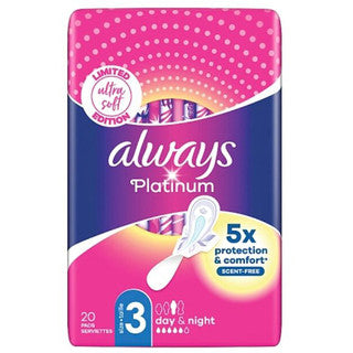 (20 pads x 4) ALWAYS PLATINUM PADS DAYS&NIGHT WINGS SIZE 3 (wsl)