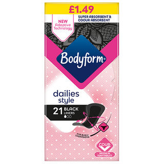 (21 pads x 10) BODYFORM DAILIES STYLE BLACK LINERS pm1.49