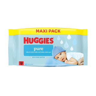 (60's x 12) HUGGIES BABY WIPES - PURE MAXI PLASTIC FREE (wsl)